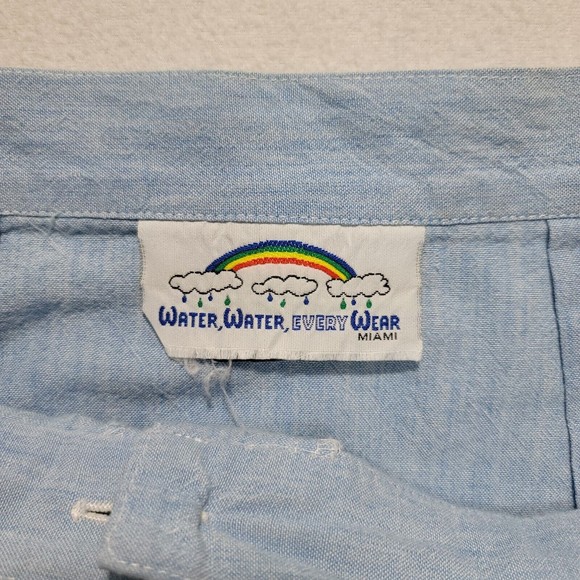 Vintage Chambray A-Line Skirt WATER WATER EVERY WEAR Miami USA Button Front - Picture 9 of 10